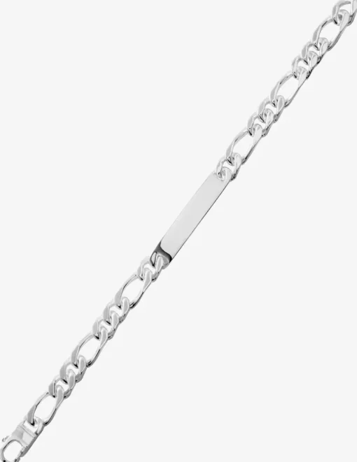 Bracelet Gourmette identité en argent 925‰ rhodié maille figaro alternée SO OR
