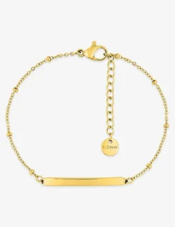 Bracelet identité acier doré avec maille forçat et perles SO OR