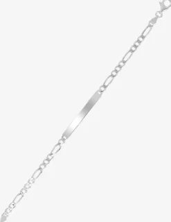 Bracelet identité maille figaro alternée 1+3 en argent 925 ‰ rhodié SO OR