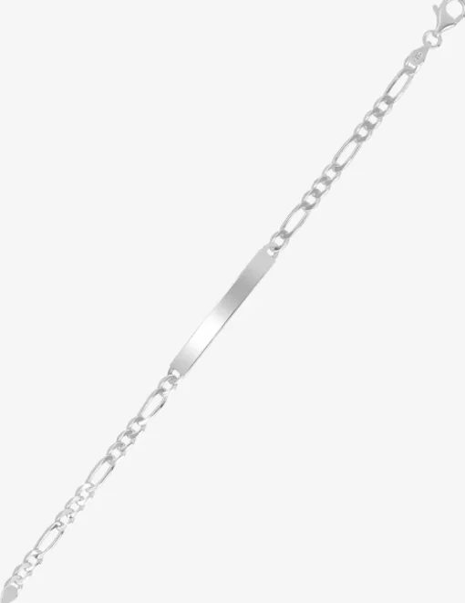 Bracelet identité maille figaro alternée 1+3 en argent 925 ‰ rhodié SO OR