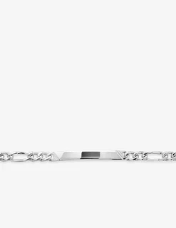 Bracelet identité maille figaro alternée 1+3 en argent 925 ‰ rhodié, plaque fantaisie SO OR