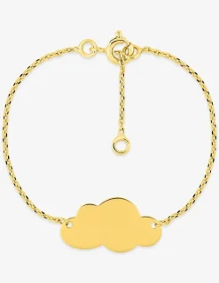 Bracelet identité pour bébé plaqué or avec plaque nuage gravable SO OR