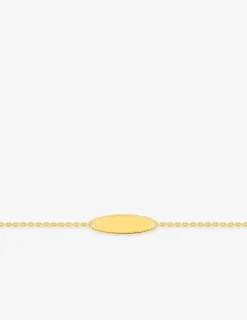 Bracelet identité pour bébé plaqué or avec plaque ovale décorée gravable SO OR