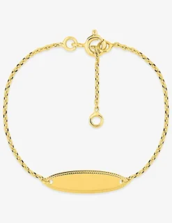 Bracelet identité pour bébé plaqué or avec plaque ovale décorée gravable SO OR