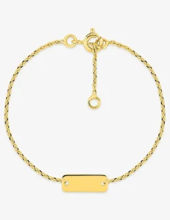 Bracelet identité pour bébé plaqué or avec plaque rectangulaire gravable SO OR