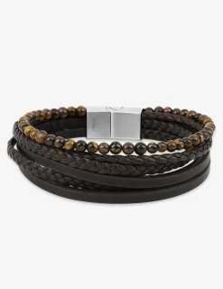 Bracelet œil de tigre, matière synthétique et acier SO OR