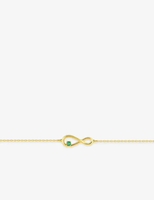 Bracelet infini asymétrique or jaune 375‰ et émeraude SO OR