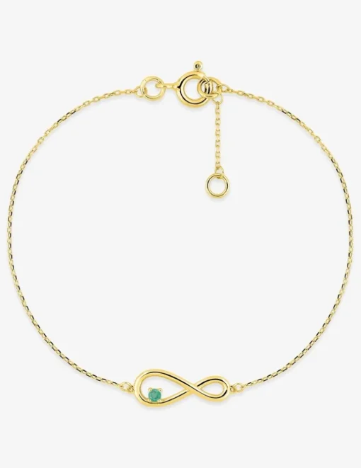 Bracelet infini asymétrique or jaune 375‰ et émeraude SO OR