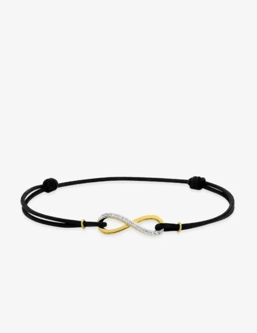 Bracelet infini or jaune 375 ‰, oxydes de zirconium et rhodium SO OR