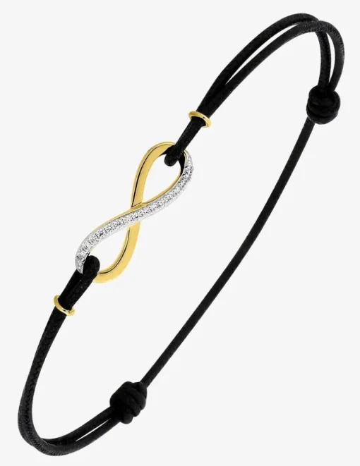 Bracelet infini or jaune 375 ‰, oxydes de zirconium et rhodium SO OR
