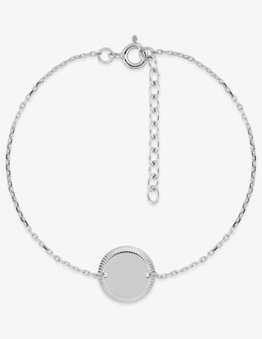 Bracelet jeton liseré fantaisie argent 925‰ rhodié SO OR