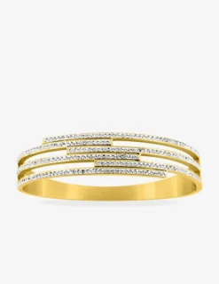 Bracelet jonc acier doré avec des cristaux blancs synthétiques SO OR