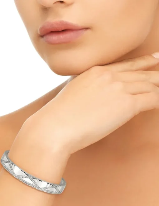 Bracelet jonc Argent 925‰ rhodié & oxydes de zirconium SO OR