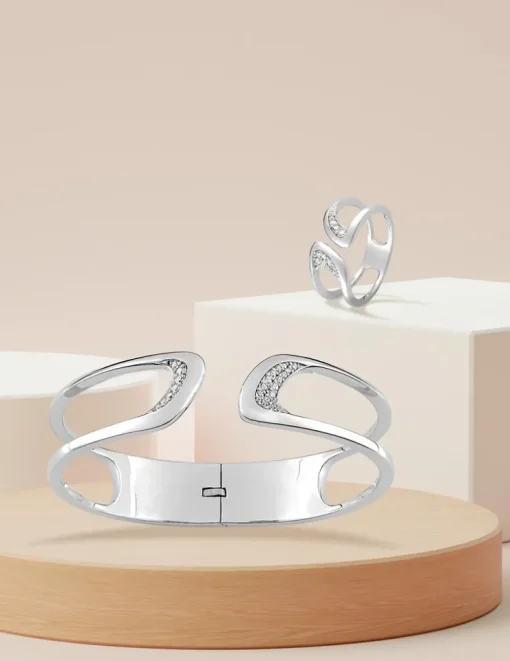 Bracelet jonc argent 925‰ rigide oxyde blanc SO OR