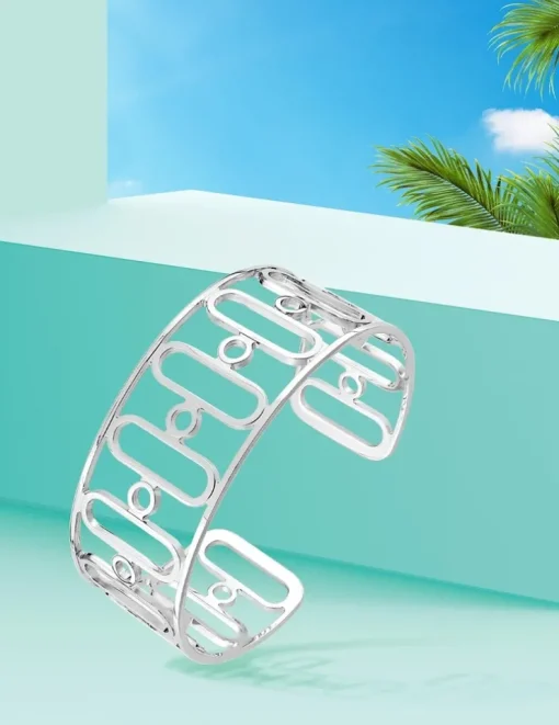 Bracelet jonc design oval en argent 925 ‰ rhodié SO OR