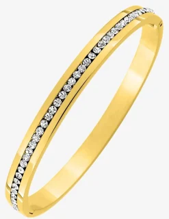 Bracelet jonc en acier doré avec cristaux synthétiques SO OR