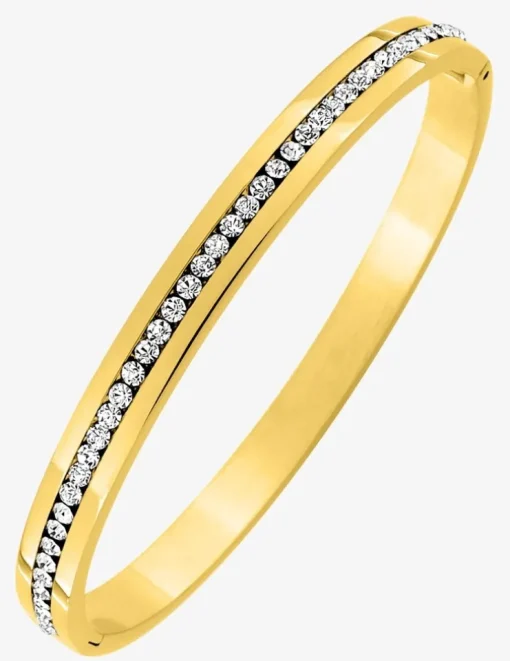 Bracelet jonc en acier doré avec cristaux synthétiques SO OR