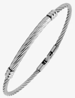 Bracelet jonc en acier gris avec fermoir SO OR