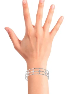 Bracelet jonc en argent 925 ‰ rhodié et oxydes de zirconium SO OR