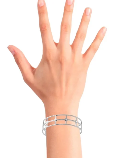 Bracelet jonc en argent 925 ‰ rhodié et oxydes de zirconium SO OR