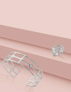 Bracelet jonc en argent 925 ‰ rhodié et oxydes de zirconium SO OR