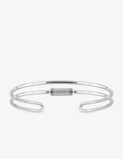 Bracelet jonc en argent 925 ‰ rhodié, oxydes de zirconium SO OR