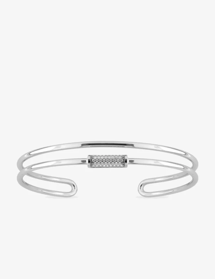 Bracelet jonc en argent 925 ‰ rhodié, oxydes de zirconium SO OR