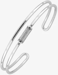 Bracelet jonc en argent 925 ‰ rhodié, oxydes de zirconium SO OR