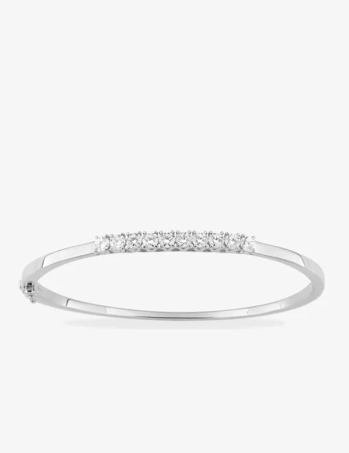 Bracelet jonc en or blanc 375 ‰, diamants synthétiques 1.00 ct SO OR