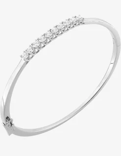 Bracelet jonc en or blanc 375 ‰, diamants synthétiques 1.00 ct SO OR