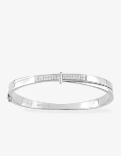 Bracelet jonc fermé en argent 925 ‰ rhodié et oxydes de zirconium blancs SO OR