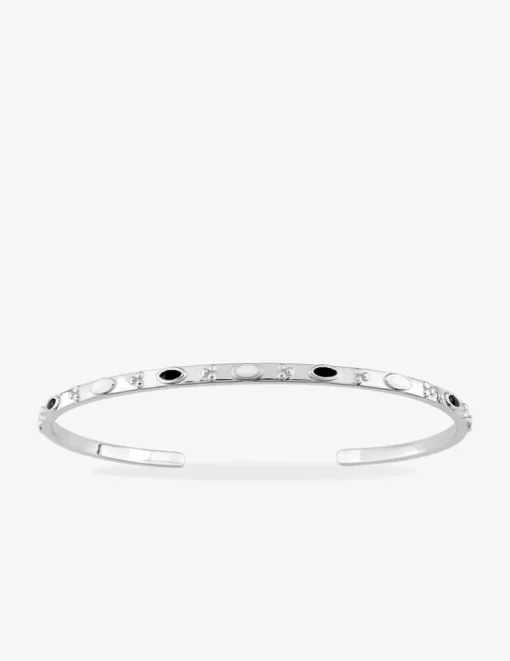 Bracelet jonc losanges argent 925‰ rhodié et laque SO OR