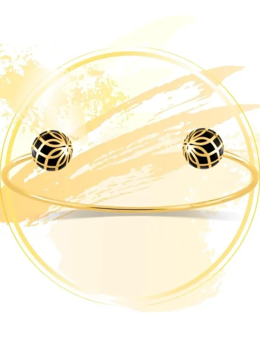 Bracelet jonc Mélodie Or jaune 375‰ et laque noir de Jais SO OR