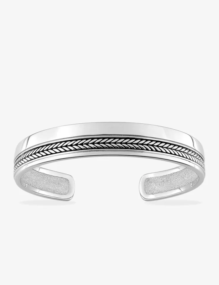 Bracelet jonc motif épis de blé en argent 925 ‰ rhodié SO OR