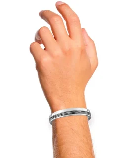 Bracelet jonc motif épis de blé en argent 925 ‰ rhodié SO OR