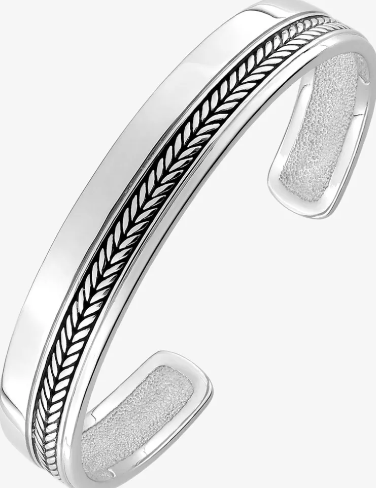 Bracelet jonc motif épis de blé en argent 925 ‰ rhodié SO OR