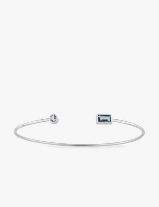 Bracelet jonc or blanc 750 ‰ topaze bleue traitée SO OR