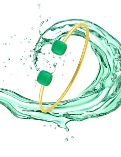 Bracelet jonc or jaune 750 ‰ agate verte SO OR