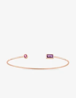 Bracelet jonc or rose 750 ‰ améthyste et tourmaline rose SO OR