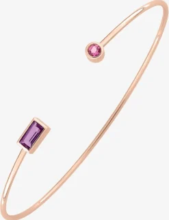 Bracelet jonc or rose 750 ‰ améthyste et tourmaline rose SO OR