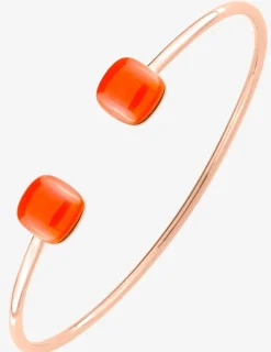 Bracelet jonc or rose 750 ‰ cornaline SO OR