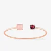 Bracelet jonc or rose 750 ‰ grenat et calcédoine rose SO OR