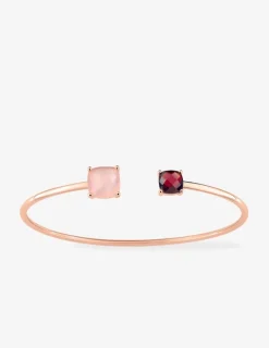 Bracelet jonc or rose 750 ‰ grenat et calcédoine rose SO OR