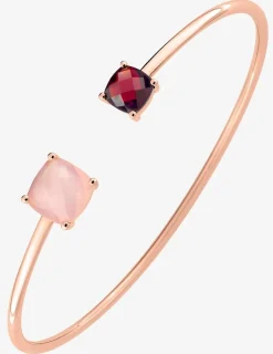Bracelet jonc or rose 750 ‰ grenat et calcédoine rose SO OR