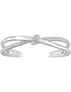 Bracelet jonc ouvert en argent 925 ‰ rhodié et oxydes de zirconium SO OR