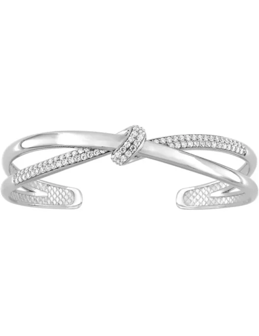 Bracelet jonc ouvert en argent 925 ‰ rhodié et oxydes de zirconium SO OR