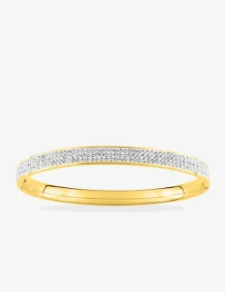 Bracelet jonc ouvrant acier doré et cristaux blancs SO OR