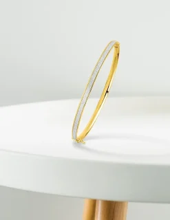 Bracelet jonc ouvrant bicolore en or jaune 375 ‰ SO OR