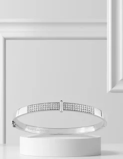 Bracelet jonc ouvrant en argent 925 ‰ rhodié et oxydes de zirconium SO OR