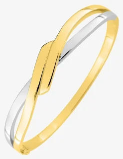 Bracelet jonc ouvrant fantaisie plaqué or et rhodium SO OR